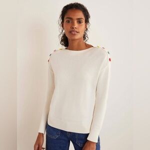 Women's White Sweater with Colorful Accents
